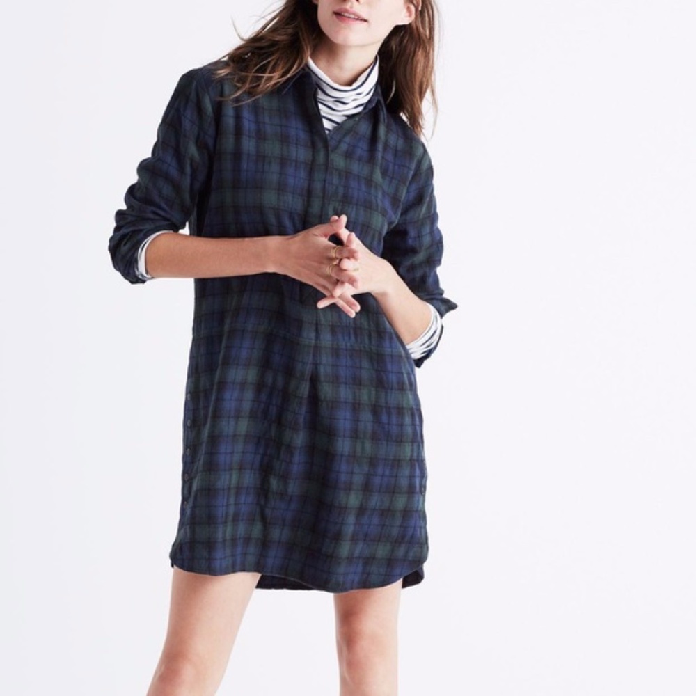 Madewell Multicolor Side Button Flannel Shirtdress - image 1